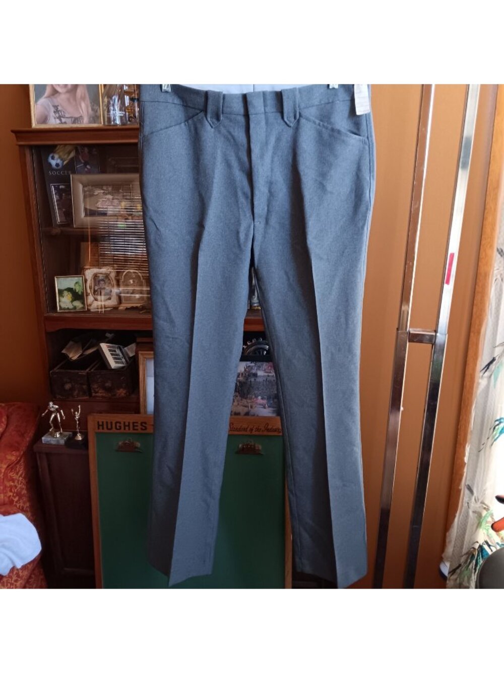 36x34 NWT Vintage Cowboy Pants NEW 1970s Farah Mens Gray Wool-Blend Dress Pants